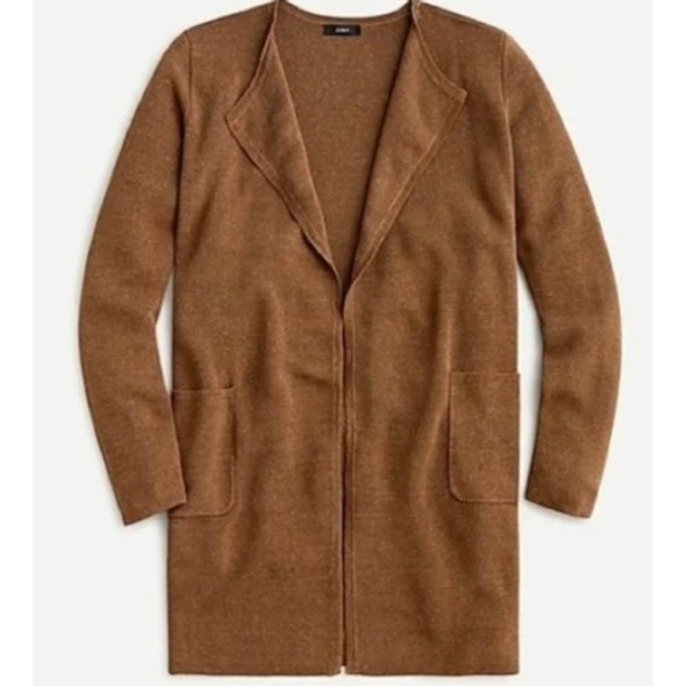 J.Crew Juliette Collarless Sweater Blazer Merino Wool Blend Open Front M
